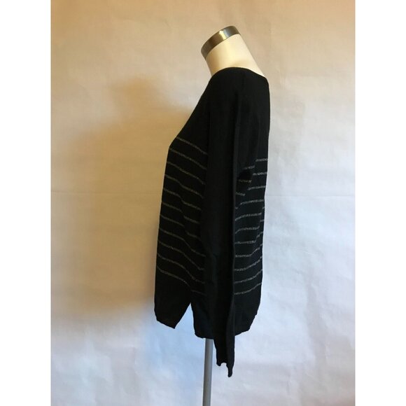 Joie Black & Silver Metallic Striped Cashmere Blend Sweater, Size Small - Picture 7 of 8